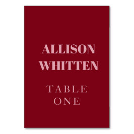 Tarjeta De Mesa Boda personalizada manuscrita rosa y roja