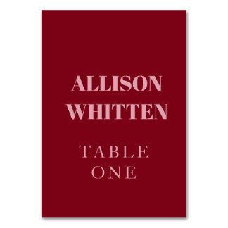 Tarjeta De Mesa Boda personalizada manuscrita rosa y roja