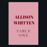 Tarjeta De Mesa Boda personalizada manuscrita rosa y roja<br><div class="desc">Guíe a sus invitados con estilo con estos números de tabla manuscritos de boda rosa y roja personalizada. Diseñadas con caligrafía romántica en tonos rosa suave y rojo negrita, estas elegantes tarjetas de mesa son el toque final perfecto para la decoración de la recepción. Personalice con sus nombres, iniciales o...</div>