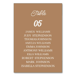 Tarjeta De Mesa Boda personalizada marrón
