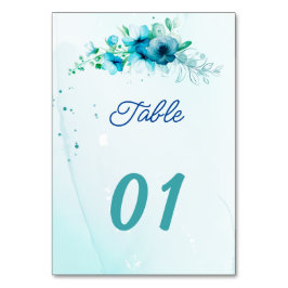 Tarjeta De Mesa Boda personalizado de las flores azules