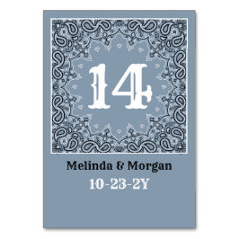 Tarjeta De Mesa Boda personalizado de Western Dusty Blue Bandana