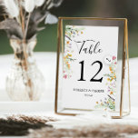 Tarjeta De Mesa Boda personalizado de Wildflowers<br><div class="desc">Tarjeta de número de la mesa de Wildflowers,  personalizada con el nombre de la novia y el de goom.</div>