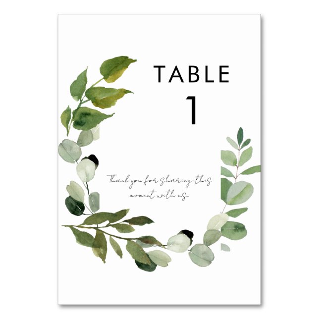 Tarjeta De Mesa Boda Personalizado simple Foliage Número de tabla  (Anverso)