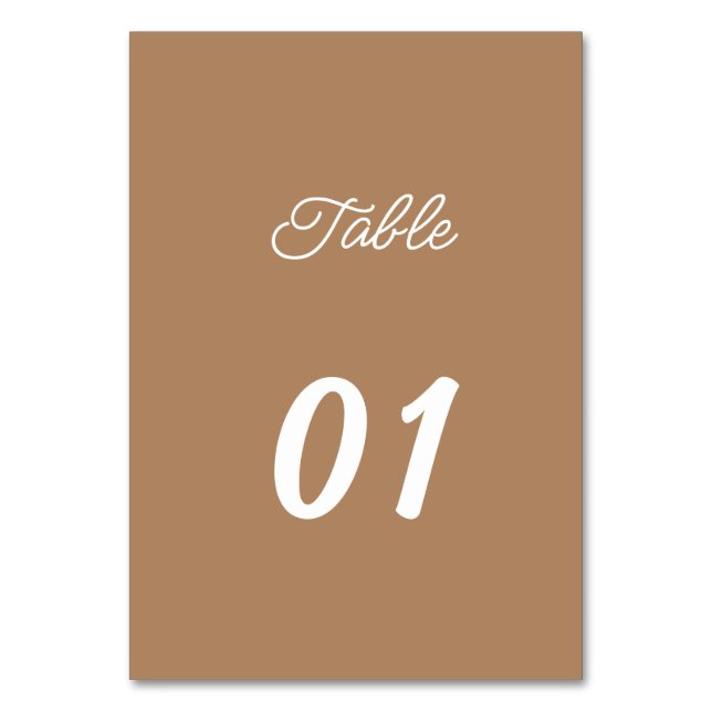 Tarjeta De Mesa Boda personalizado simple marrón (Anverso)