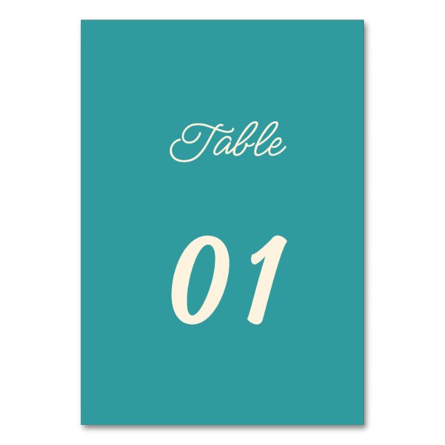 Tarjeta De Mesa Boda personalizado Verde azulado simple (Anverso)