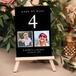 Tarjeta De Mesa Boda Photo Fun Black<br><div class="desc">Diviértete con la decoración de la recepción de tu boda con estas tarjetas de números de mesa en blanco y negro donde cada número de mesa corresponde a fotos de la novia y del novio a esa misma edad. Por ejemplo, en el cuadro 5, personalice el número de la tabla...</div>