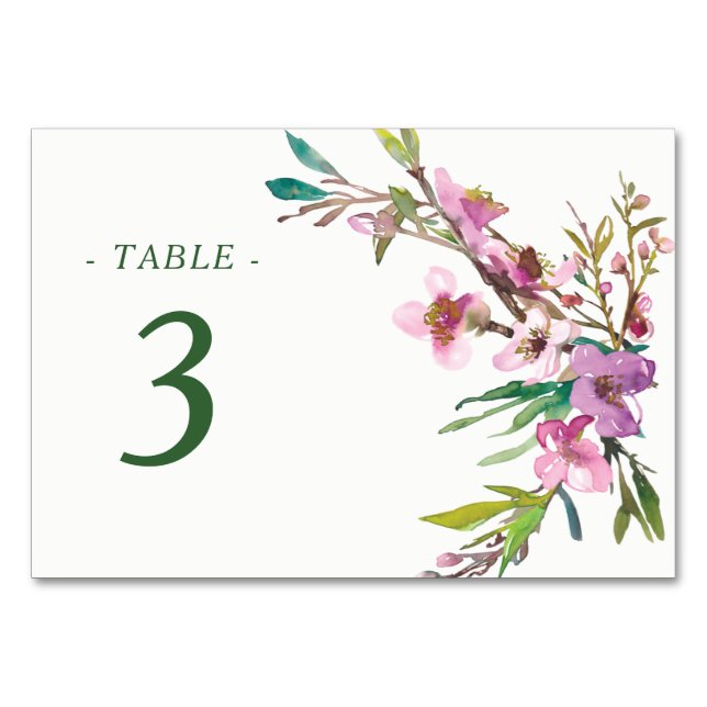 Tarjeta De Mesa Boda Pink Cherry Blossom (Anverso)