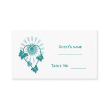 Boda Place Card Corazón de mariposas Verde azulada