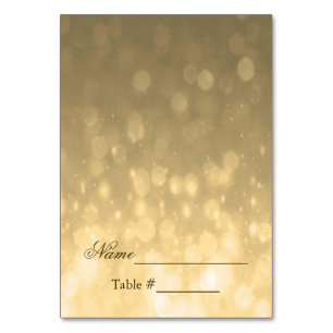 Tarjeta De Mesa Boda Place Card Gold Bokeh Lights