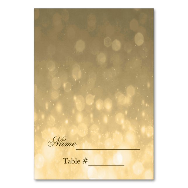 Tarjeta De Mesa Boda Place Card Gold Bokeh Lights (Anverso)