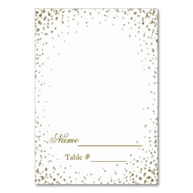 Tarjeta De Mesa Boda Place Card Gold Confetti (Anverso)