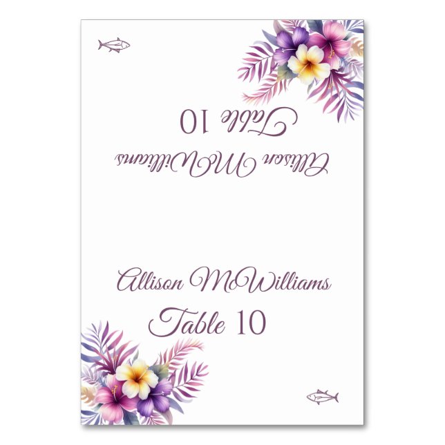 Tarjeta De Mesa Boda Place card-Island Romance-Fish Icon (Anverso)