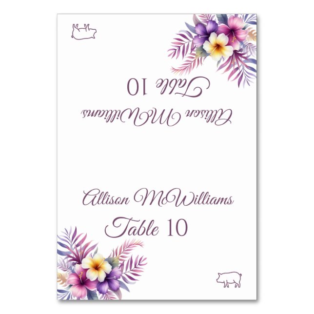 Tarjeta De Mesa Boda Place card-Island Romance-Pork Icon- (Anverso)