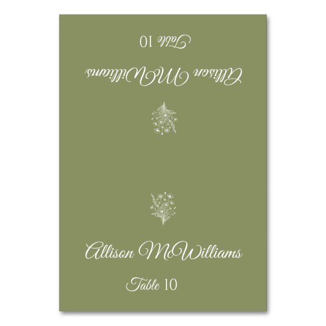 Tarjeta De Mesa Boda Place card-Vegetarian-Wildflower Elegancia (Anverso)