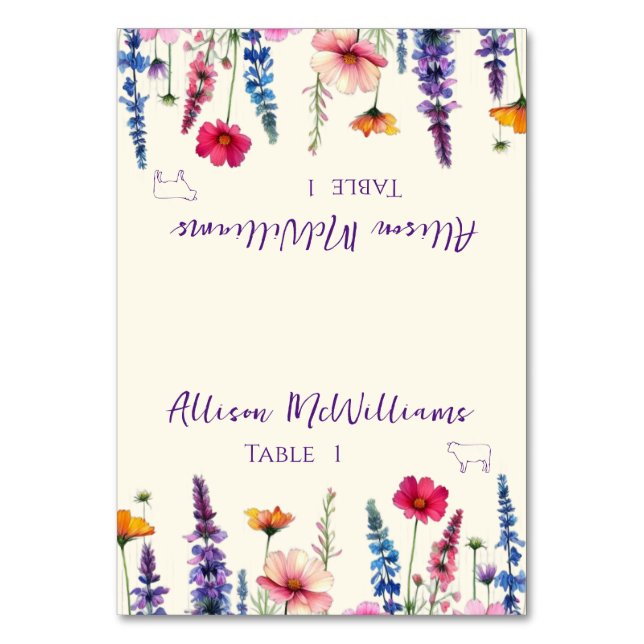 Tarjeta De Mesa Boda Place card-Wildflower Sinfonía-Carne- (Anverso)