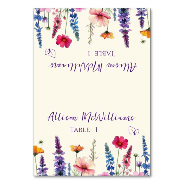 Tarjeta De Mesa Boda Place card-Wildflower Sinfonía-Vegetaria- (Anverso)