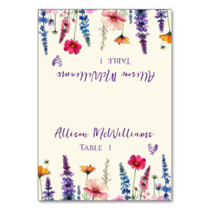 Tarjeta De Mesa Boda Place card-Wildflowers Sinfonía-Aves de corra