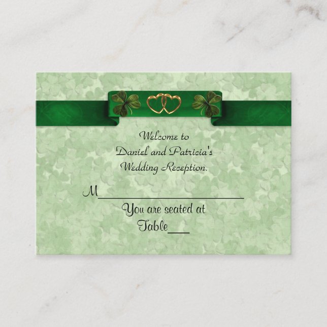Tarjeta De Mesa Boda Place cards Irish shamrock (Anverso)