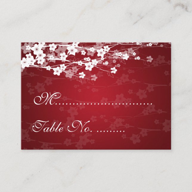 Tarjeta De Mesa Boda Placecards Cherry Blossom Red (Anverso)