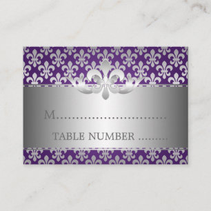 Tarjeta De Mesa Boda Placecards Fleur De Lis Purple