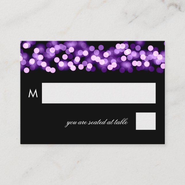 Tarjeta De Mesa Boda Placecards Purple Hollywood Glam (Anverso)