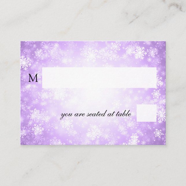 Tarjeta De Mesa Boda Placecards Purple Winter Wonderland (Anverso)