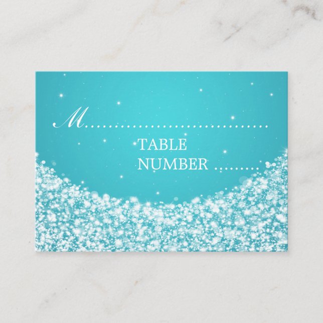 Tarjeta De Mesa Boda Placecards Star Sparkle Blue (Anverso)