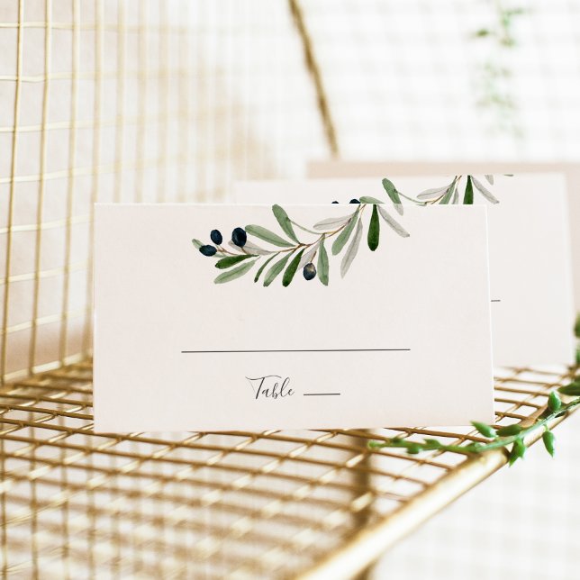 Tarjeta De Mesa Boda plano de rama de oliva moderna (Subido por el creador)