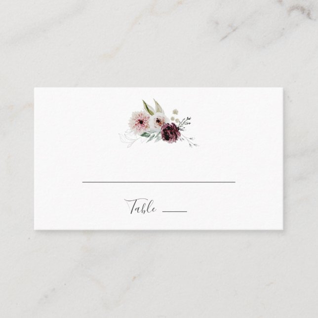 Tarjeta De Mesa Boda plano de romance floral (Anverso)