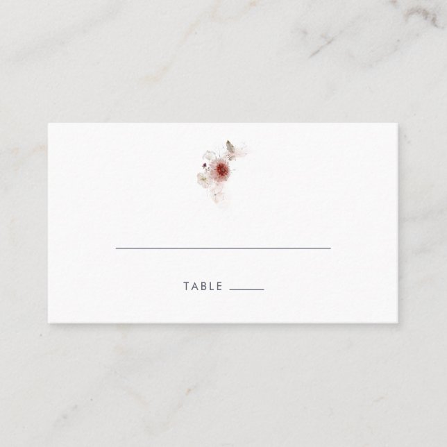 Tarjeta De Mesa Boda plano floral simple (Anverso)