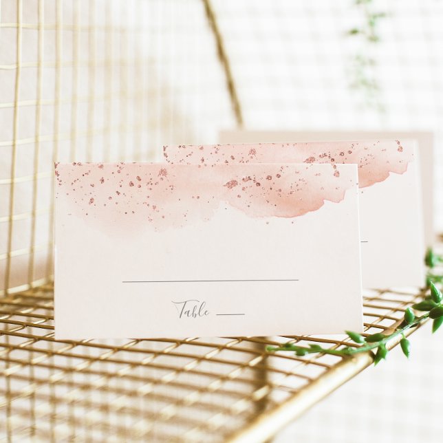 Tarjeta De Mesa Boda plano geométrico de acuarela de oro Rosa (Subido por el creador)
