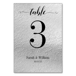 Tarjeta De Mesa Boda Plata de Calligrafía de Swash Negro