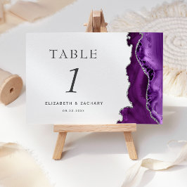 Tarjeta De Mesa Boda plateado morado