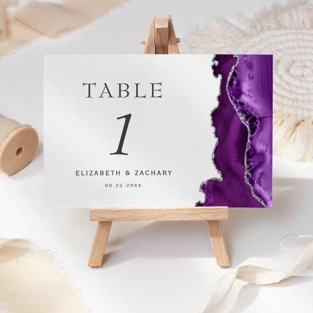 Tarjeta De Mesa Boda plateado morado (Subido por el creador)