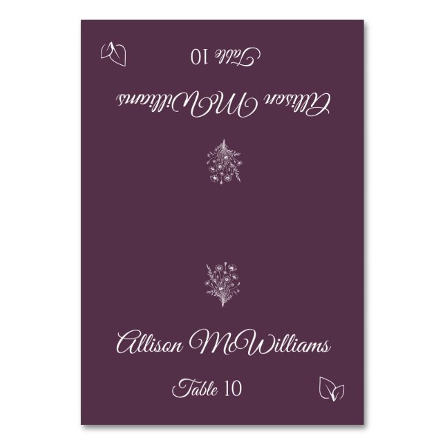 Tarjeta De Mesa Boda Plaza card-Wildflower Elegance-Vegetariano- (Anverso)