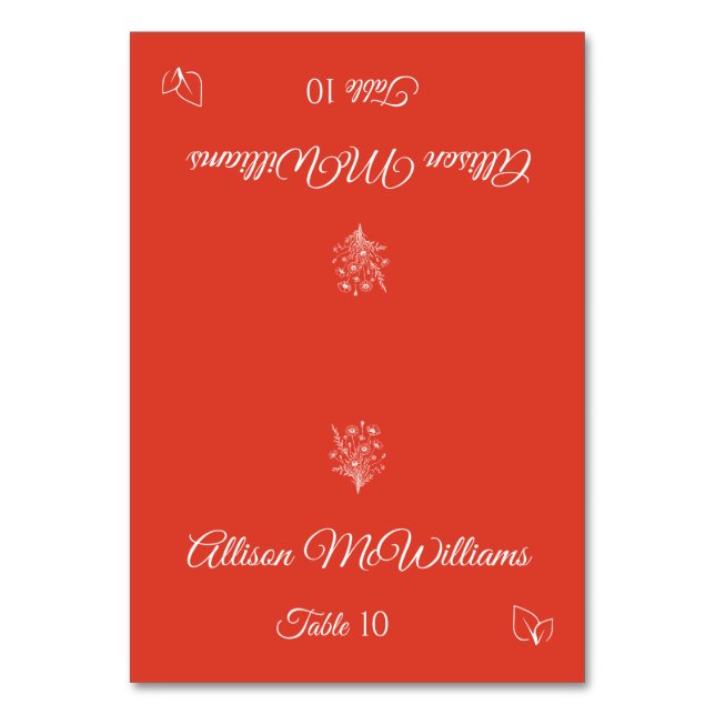 Tarjeta De Mesa Boda Plaza card-Wildflower Elegance-Vegetariano- (Anverso)