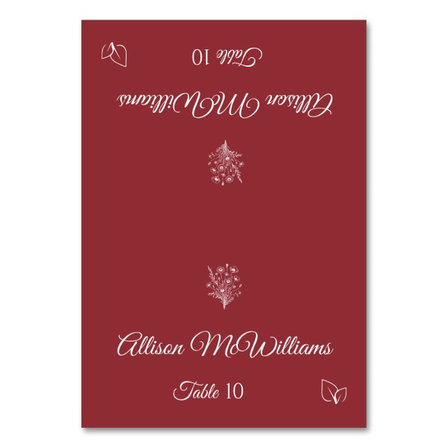 Tarjeta De Mesa Boda Plaza card-Wildflower Elegance-Vegetariano- (Anverso)