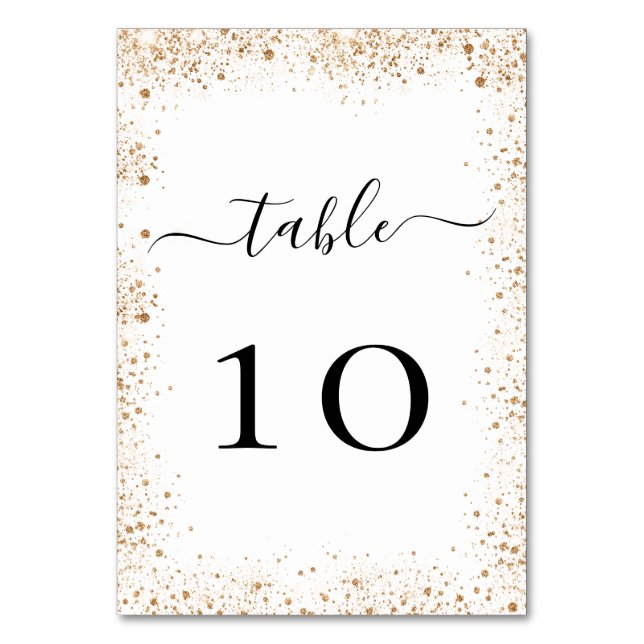 Tarjeta De Mesa Boda polvo de batido de oro blanco (Anverso)