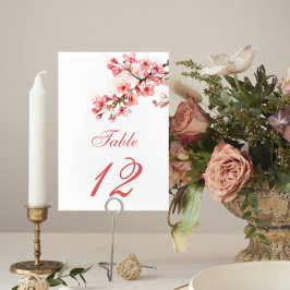 Tarjeta De Mesa Boda Primaria de flores de cerezo
