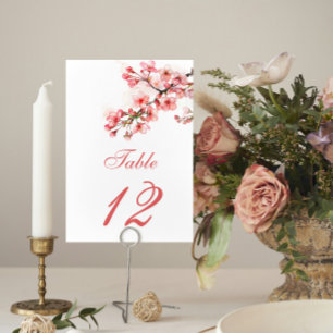Tarjeta De Mesa Boda Primaria de flores de cerezo