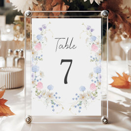 Tarjeta De Mesa Boda Primavera Purple & Pink Wildflowers