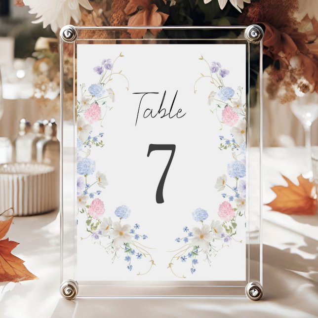 Tarjeta De Mesa Boda Primavera Purple & Pink Wildflowers (Subido por el creador)