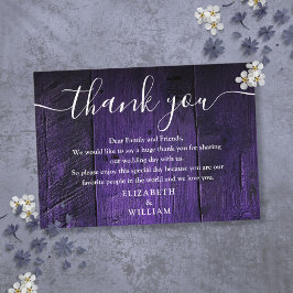 Tarjeta De Mesa Boda Purple Rustic Barn Wood Gracias