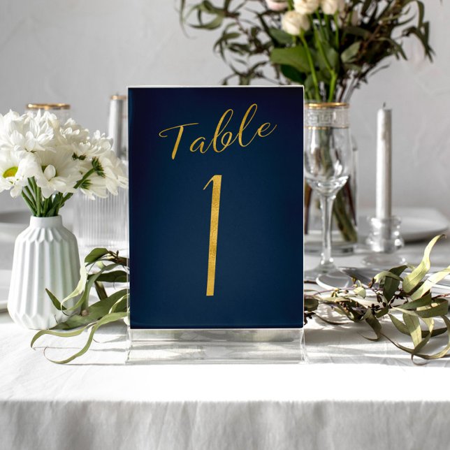 Tarjeta De Mesa Boda purpurina de oro marina elegante (Subido por el creador)