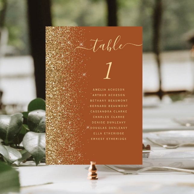 Tarjeta De Mesa Boda Purpurina de oro morado oscuro moderno (Subido por el creador)