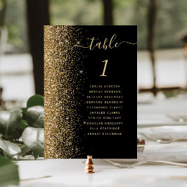 Tarjeta De Mesa Boda Purpurina de oro negro