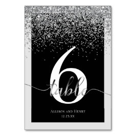 Tarjeta De Mesa Boda Purpurina de tipografía blanca y de lujo