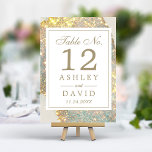 Tarjeta De Mesa Boda Purpurina moderno irlandés número de tabla<br><div class="desc">Añade un toque mágico a tu recepción de bodas con estos deslumbrantes números de mesa. Con un fascinante fondo iridiscente con un brillante efecto purpurina,  estas tarjetas crean un lujoso y llamativo aspecto. Fácilmente personalizable con sus números de tabla para un entorno coherente e inolvidable.</div>
