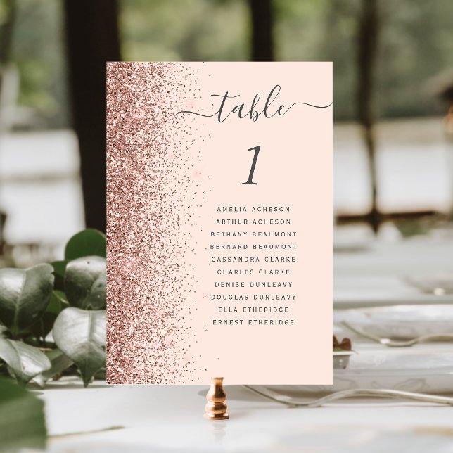 Tarjeta De Mesa Boda Purpurina Rubor Rosa Gold (Subido por el creador)